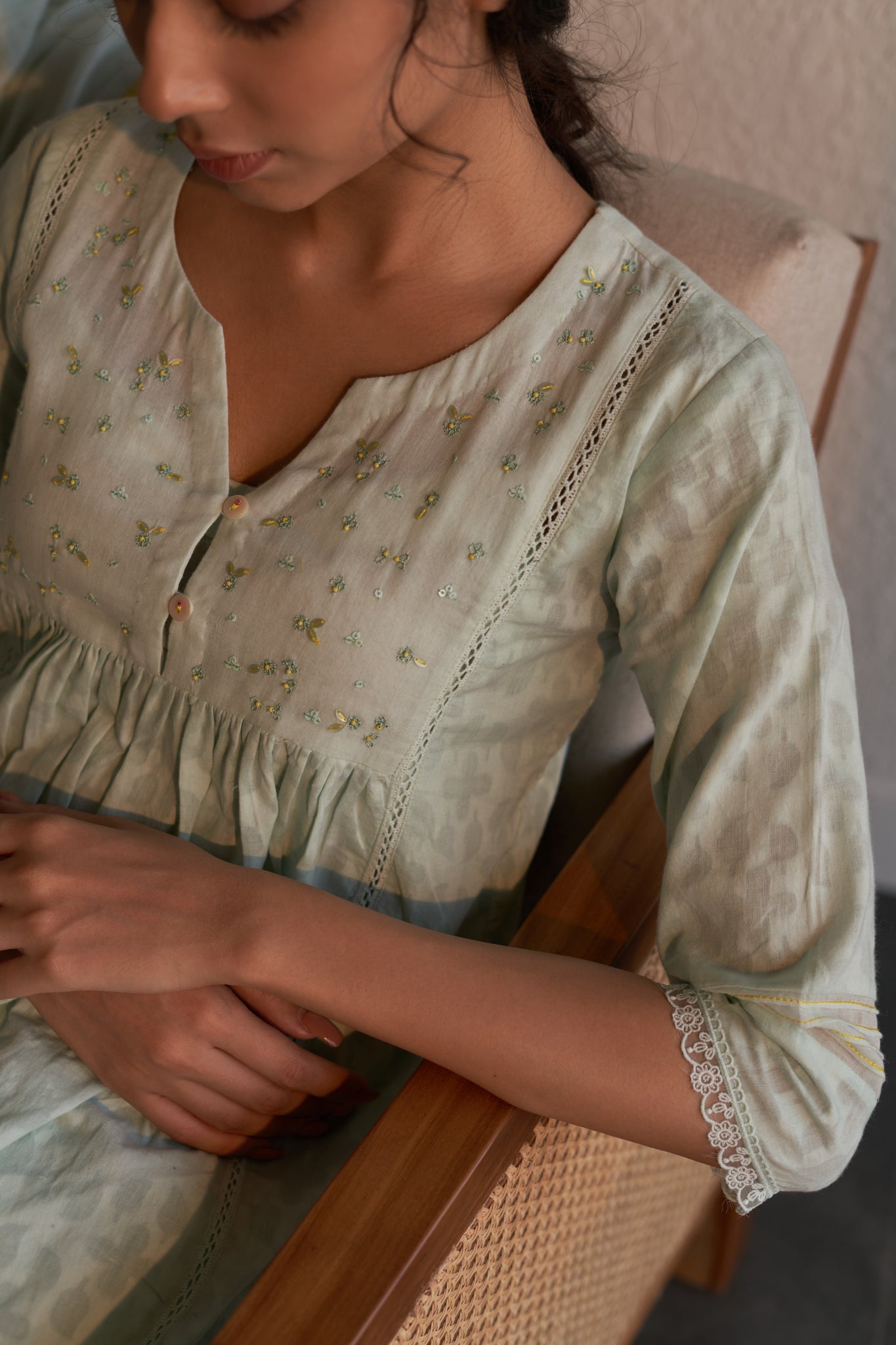 Gauri - The Frost Blue A-Line Kurta Set