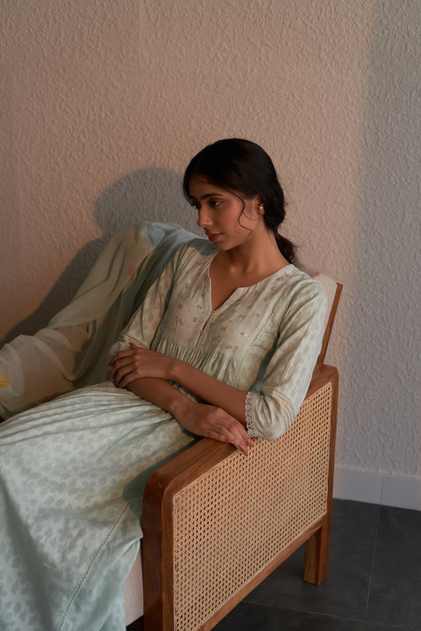 Gauri - The Frost Blue A-Line Kurta Set