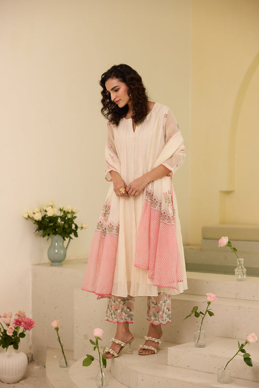 Poppy - The Ivory Kalidaar Kurta Set