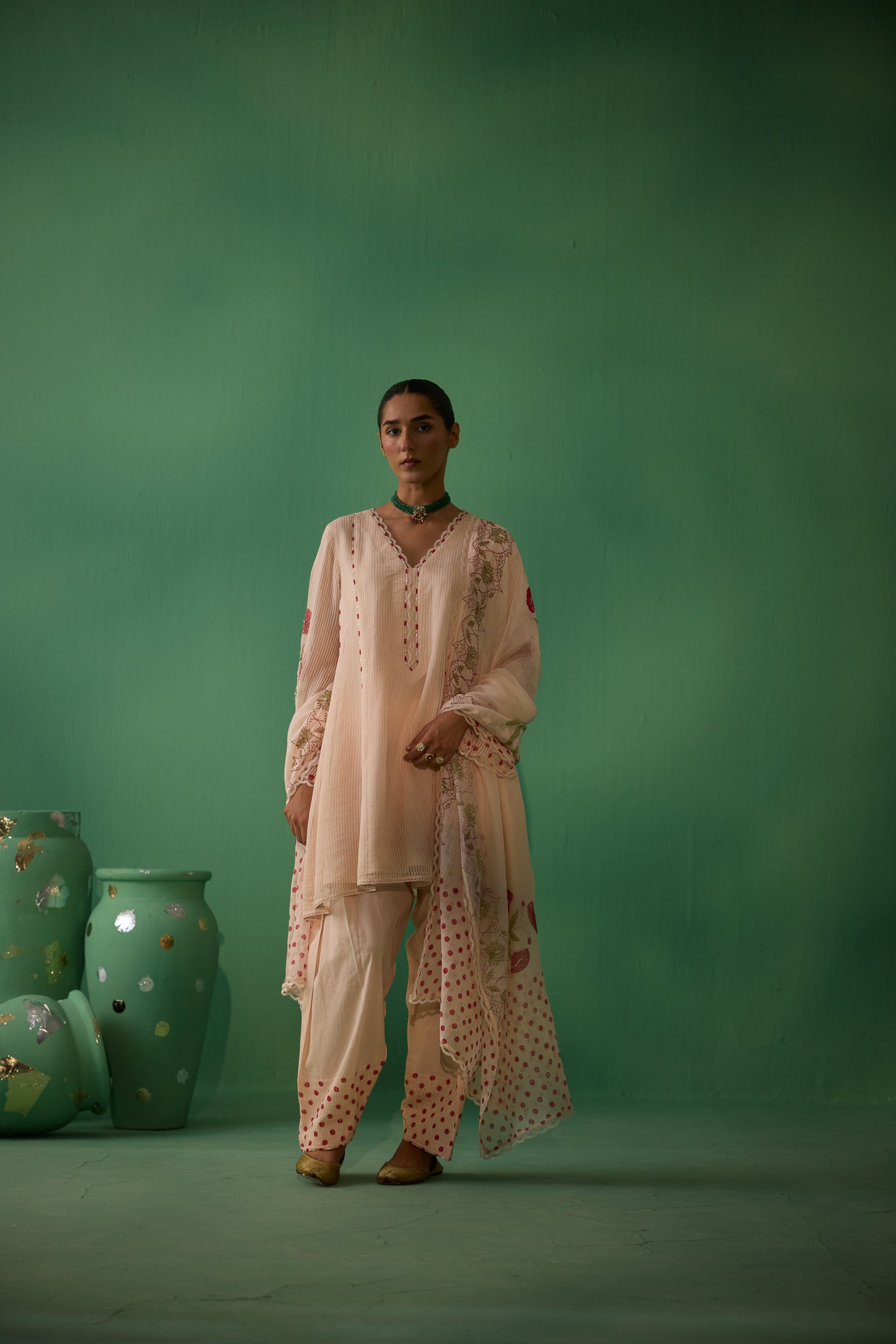 Binda - Peach Kurta set
