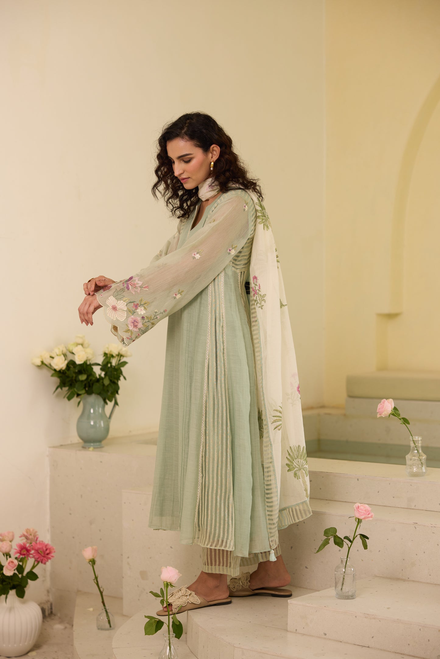 Alice - The Green Kalidaar Kurta Set