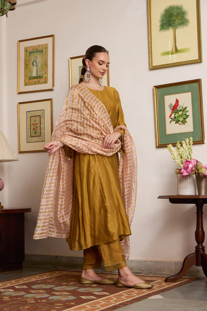 Indrakshi - The Mustard Mukaish Set