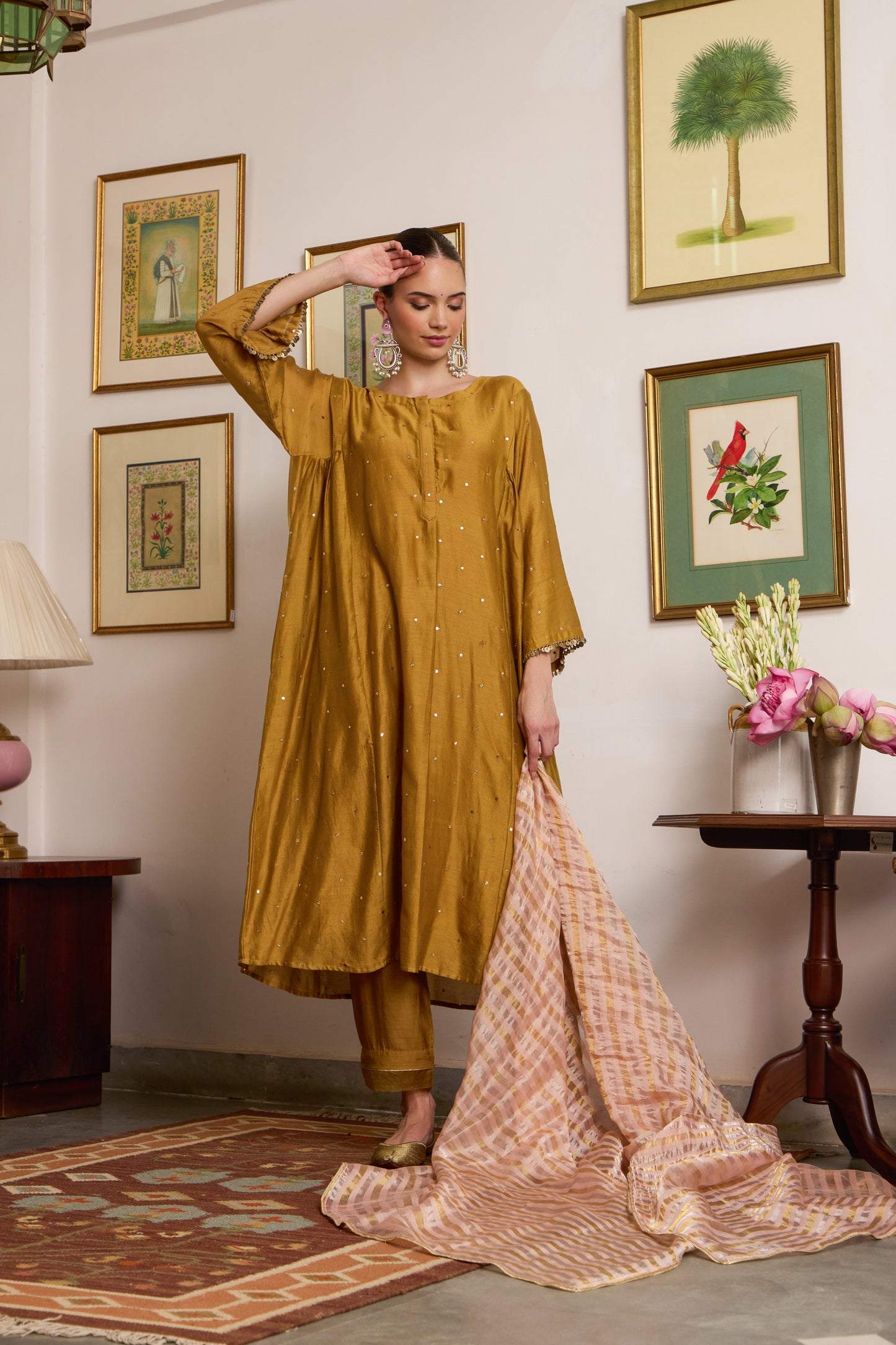 Indrakshi - The Mustard Mukaish Set