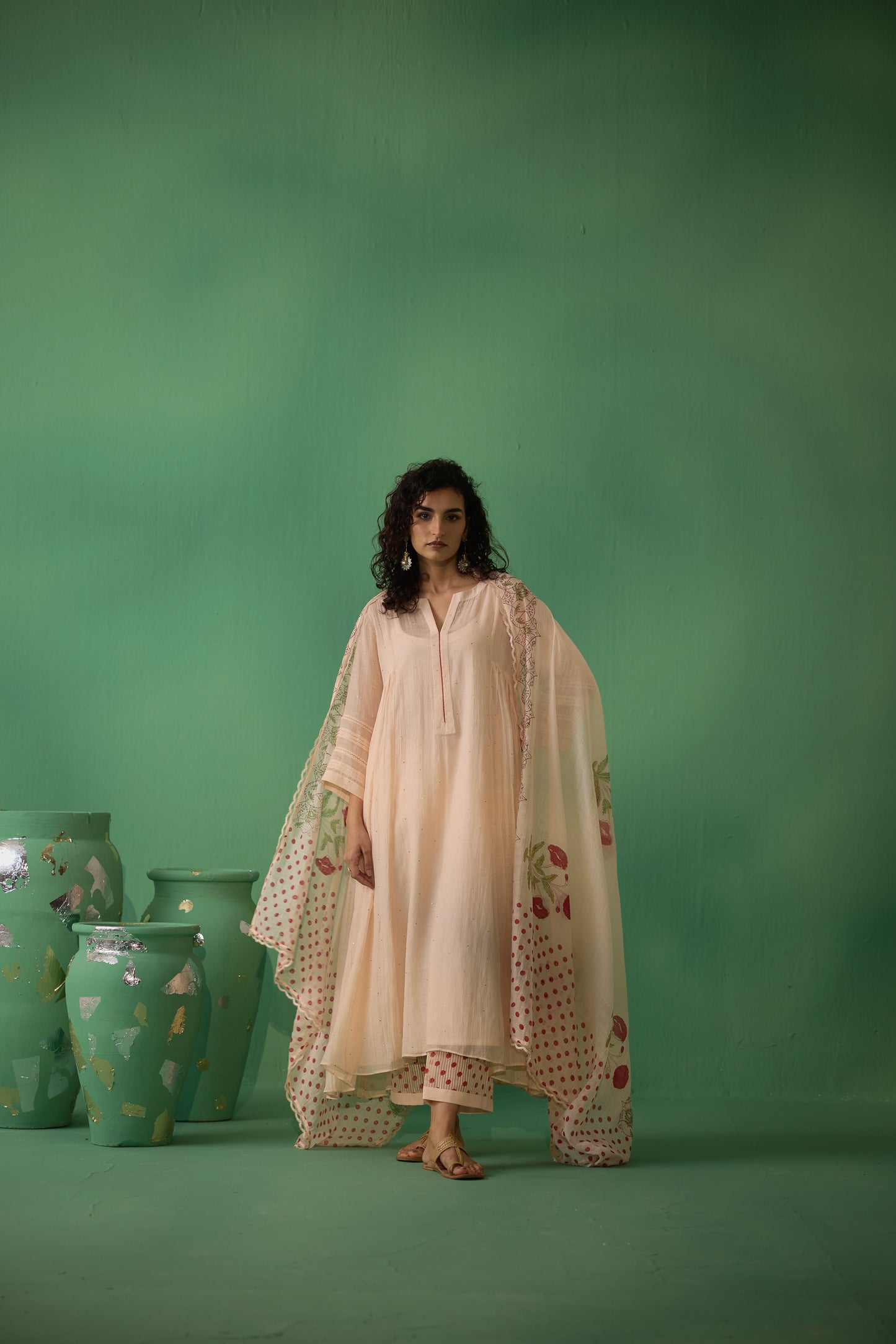 Dhara - Peach Kurta set