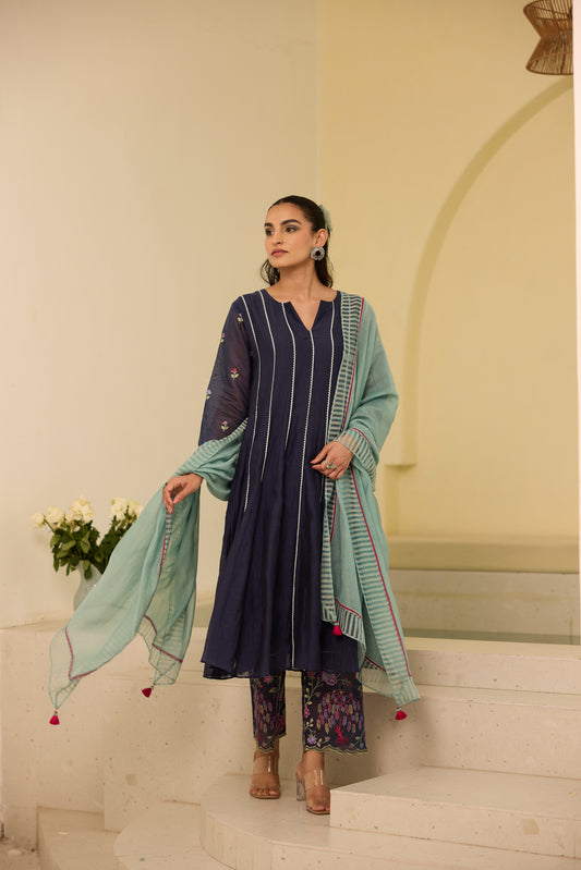 Poppy - The Blue Kalidaar Kurta Set