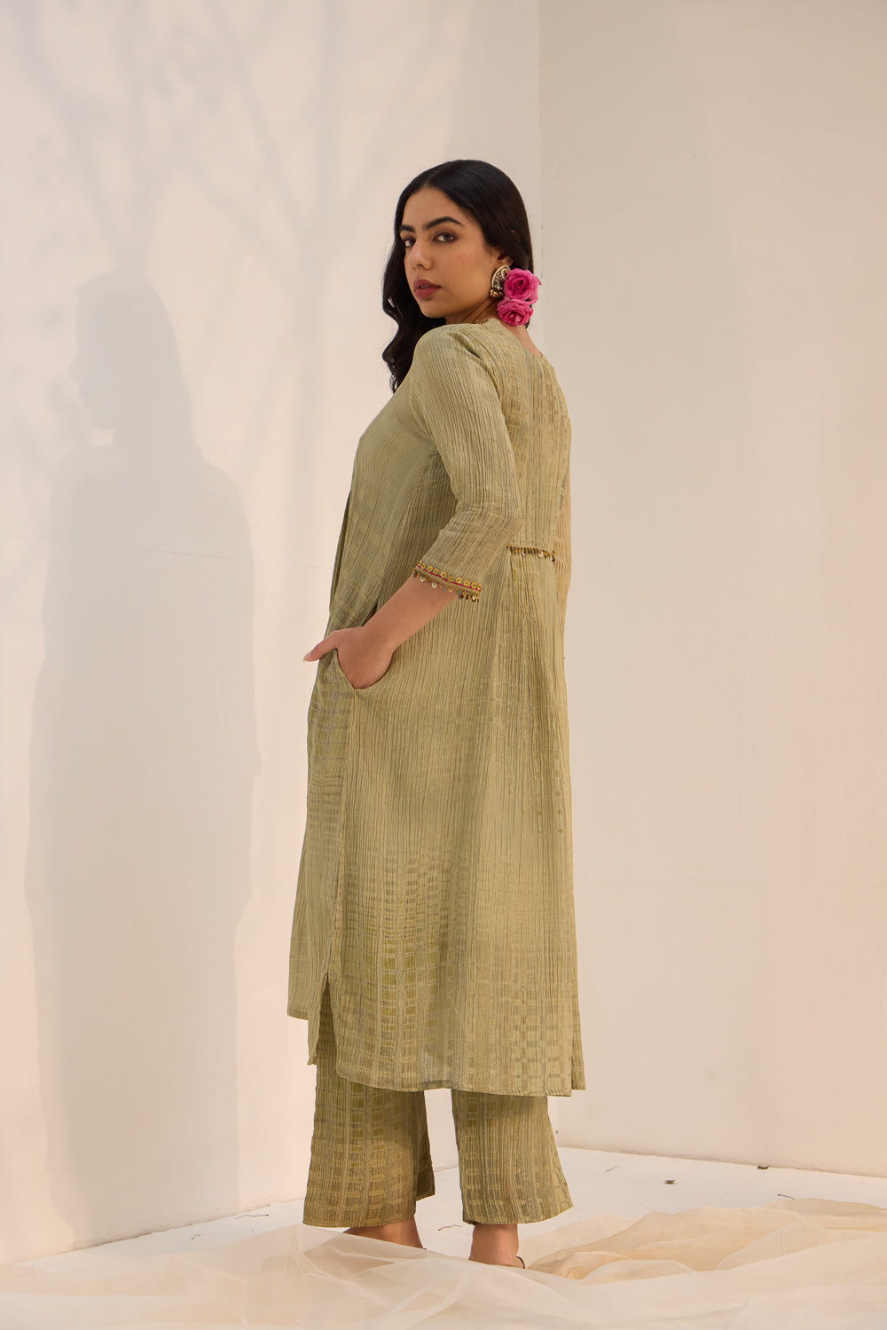 Varya - The Green Tissue Kurta Set