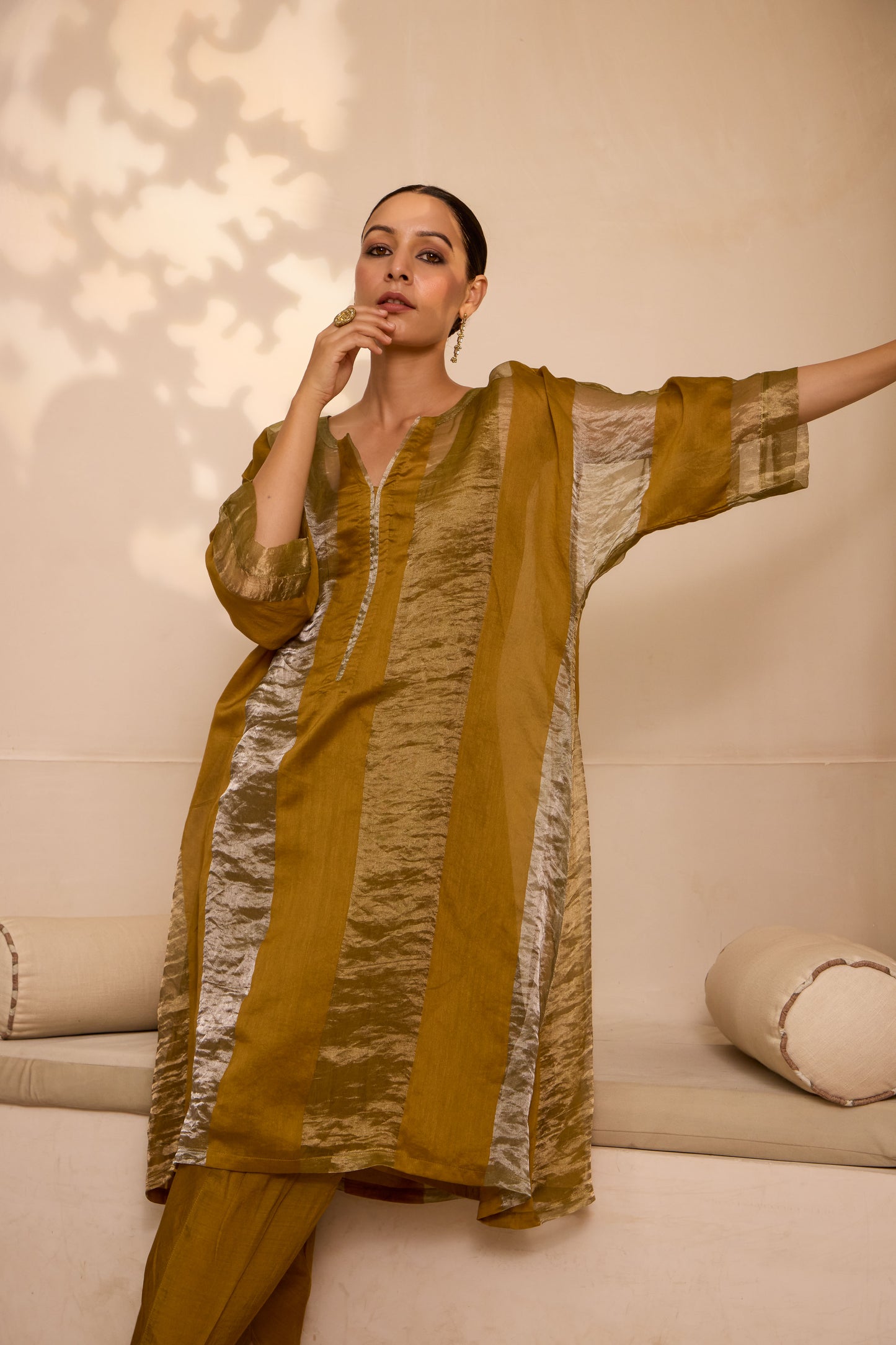 Areeba - The Mustard Kaftan Set