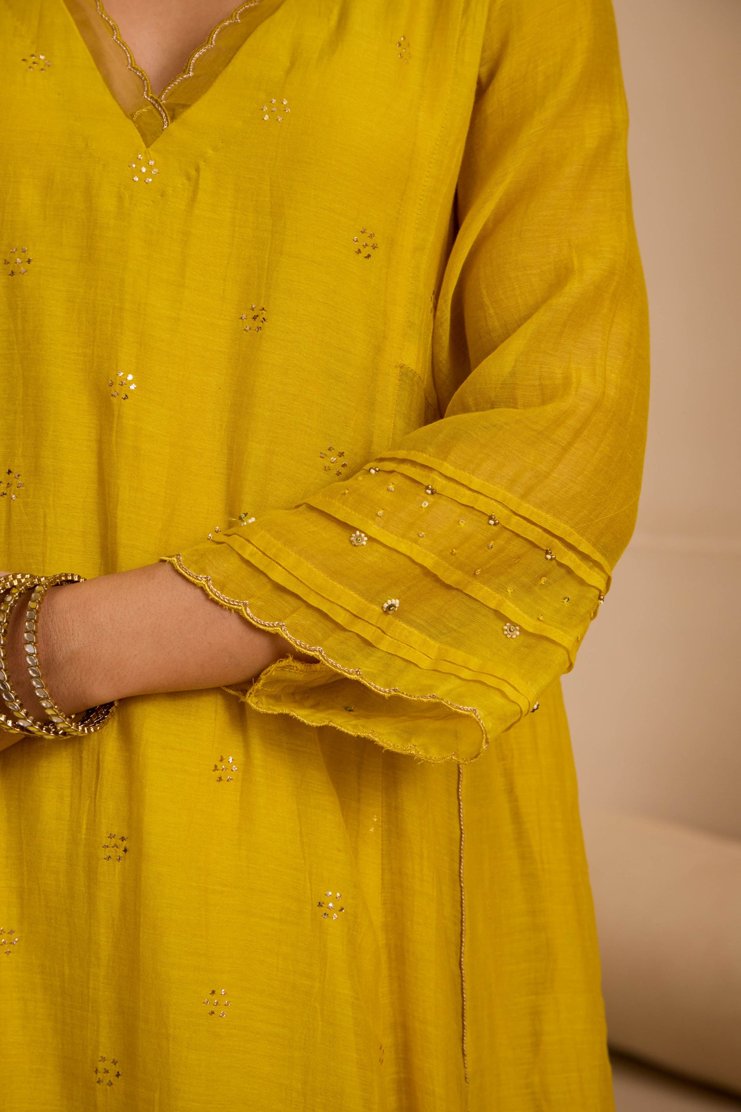 Fairoz - The Yellow A Line Suit Set