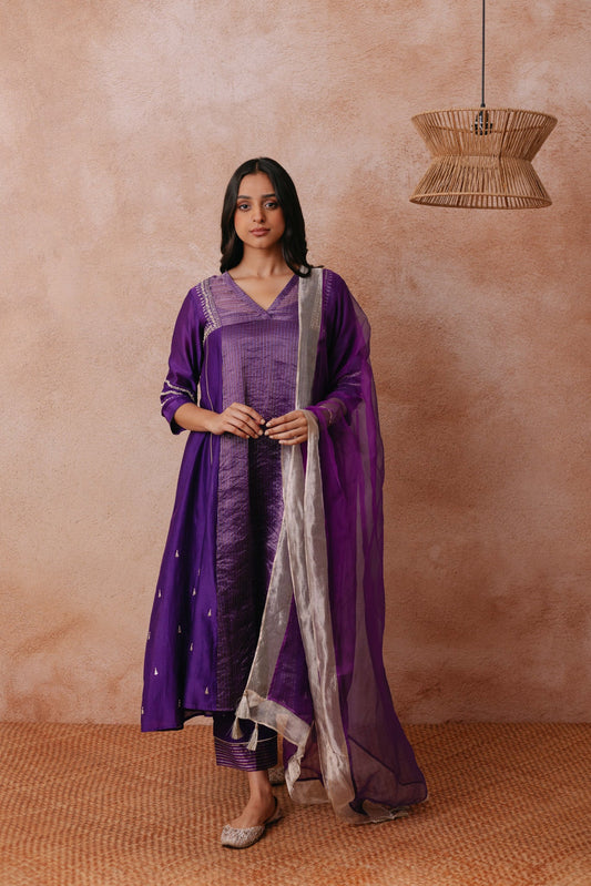 Maryam - The Purple A-Line Suit Set