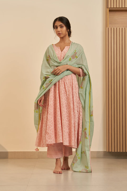 Meera - The Peach A-Line Kurta Set