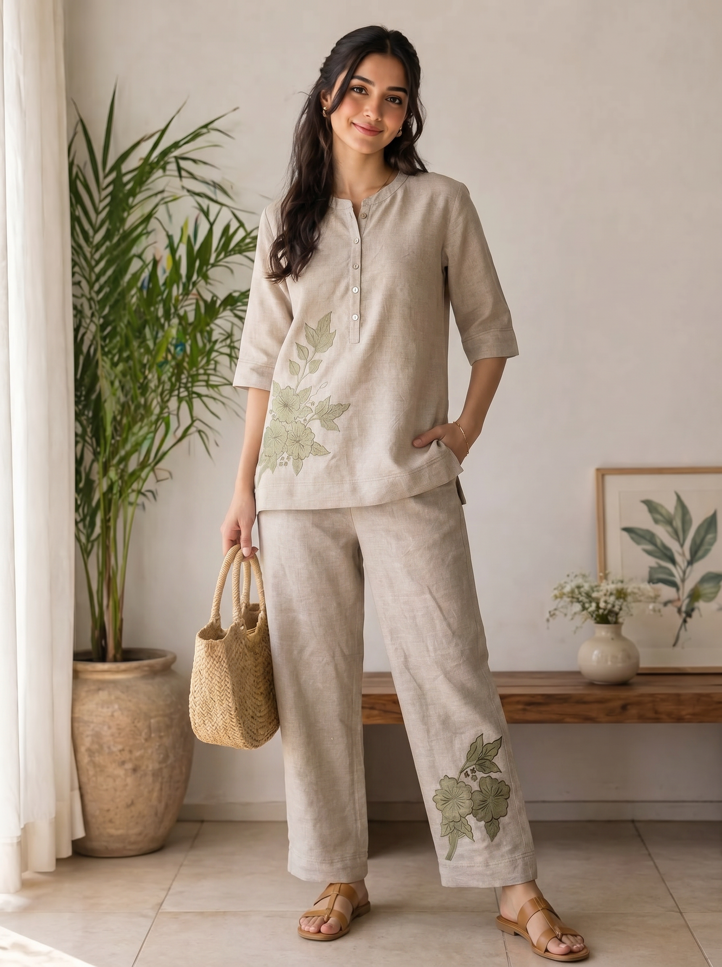 Dia - The Linen Co-ord Set (Green)