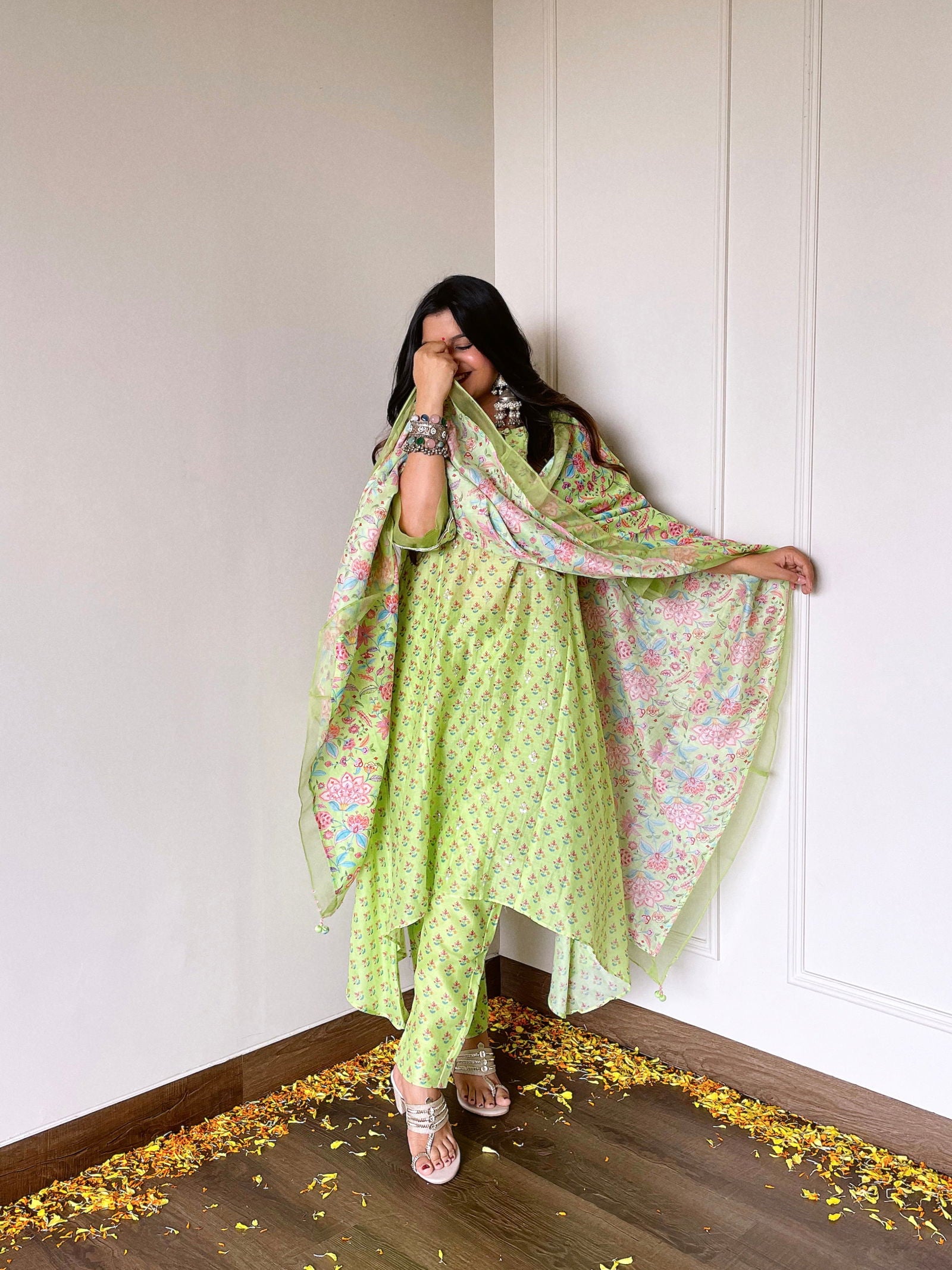 Radhika Bhardwaj in Mishal - The Light Green A-Line Suit Set