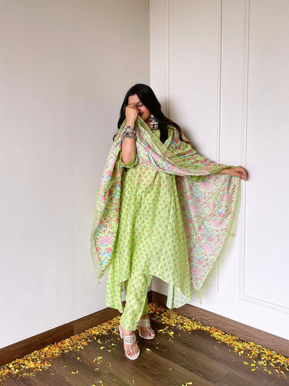 Radhika Bhardwaj in Mishal - The Light Green A-Line Suit Set