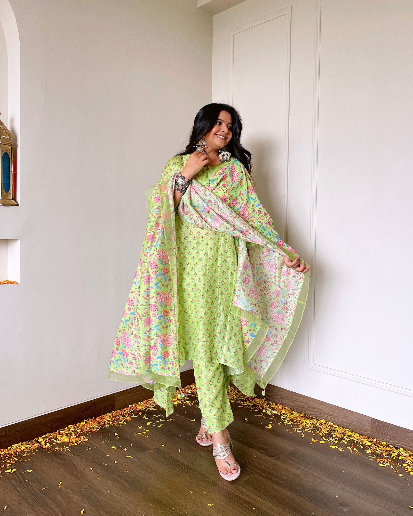 Radhika Bhardwaj in Mishal - The Light Green A-Line Suit Set