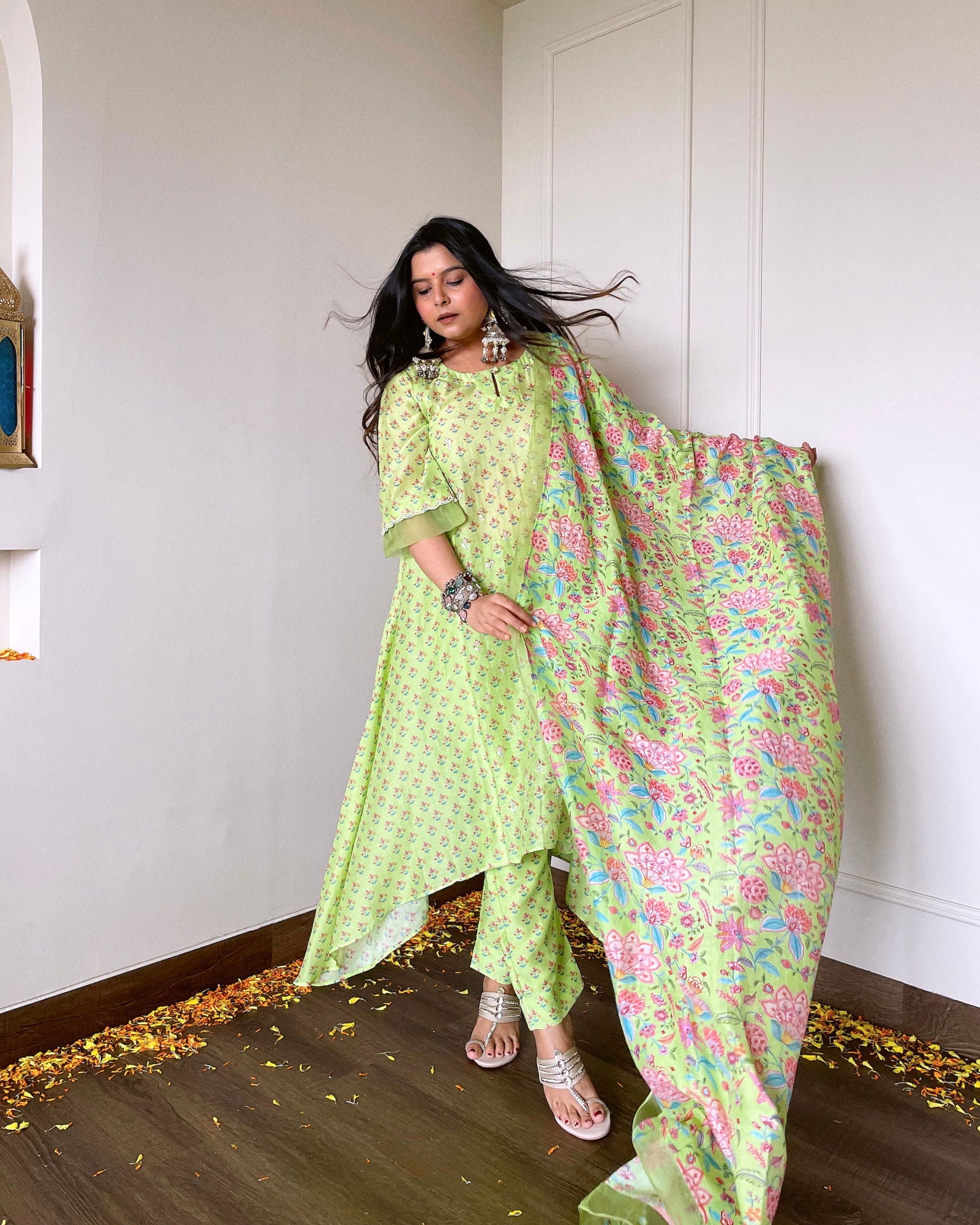 Radhika Bhardwaj in Mishal - The Light Green A-Line Suit Set
