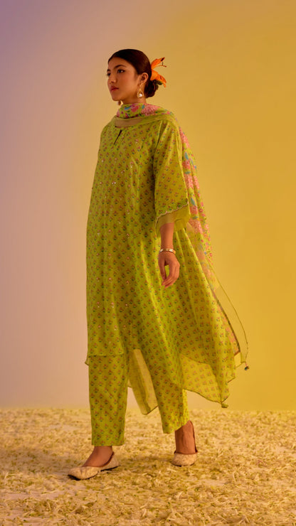 Radhika Bhardwaj in Mishal - The Light Green A-Line Suit Set