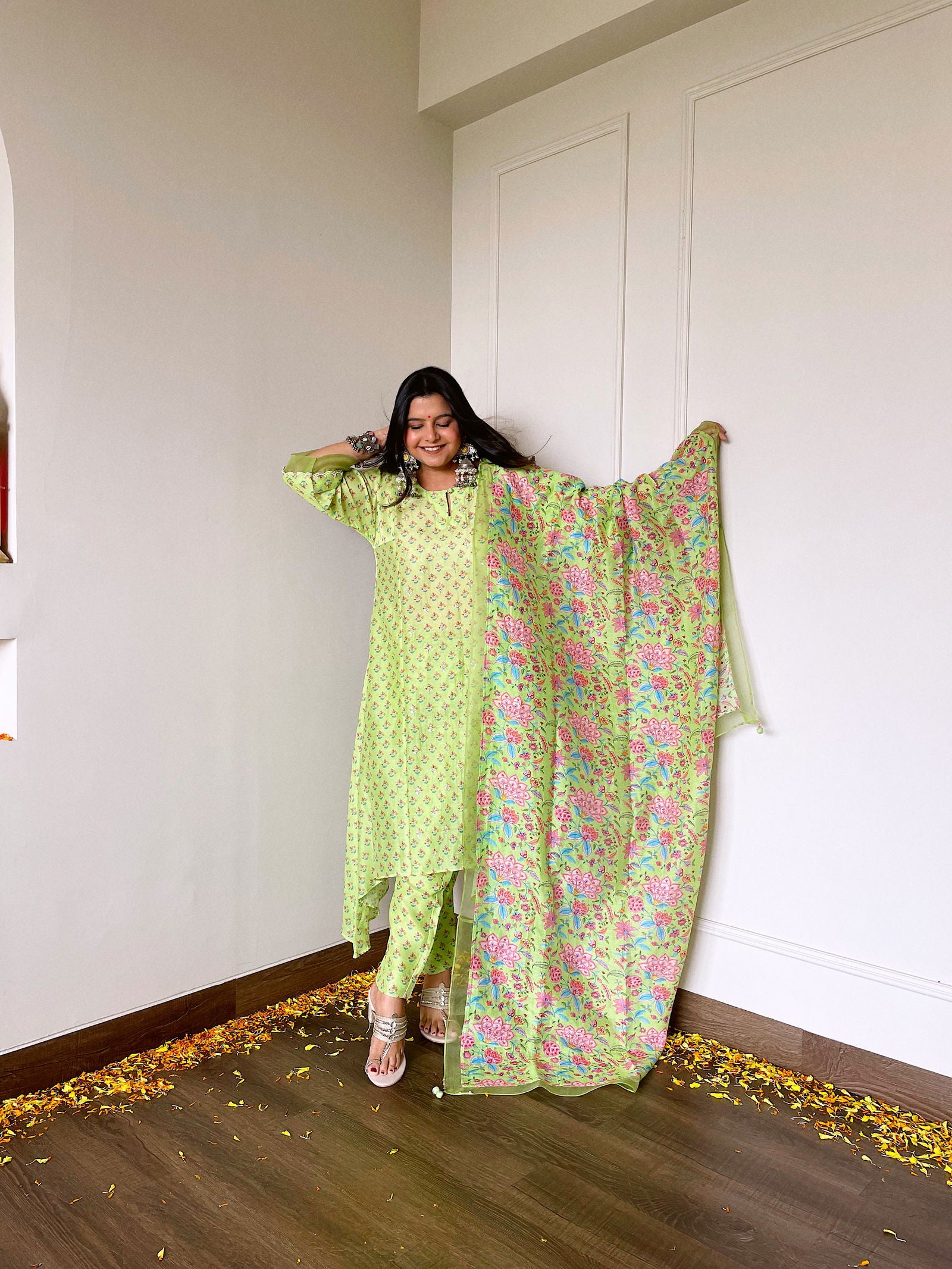 Radhika Bhardwaj in Mishal - The Light Green A-Line Suit Set
