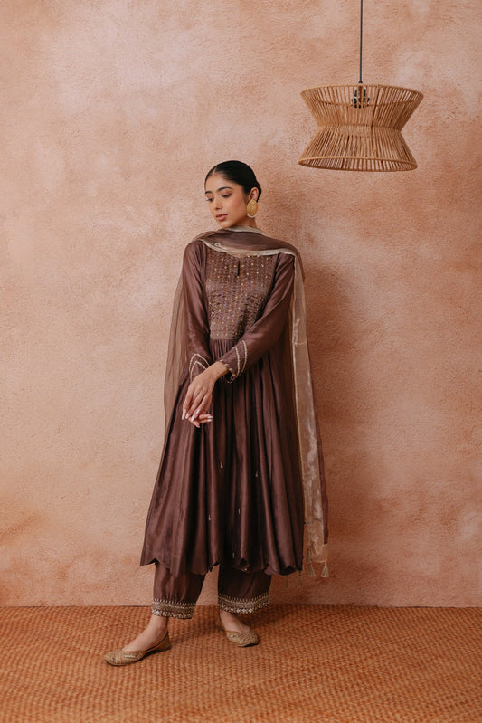 Rumaisa - The Brown Anarkali Set