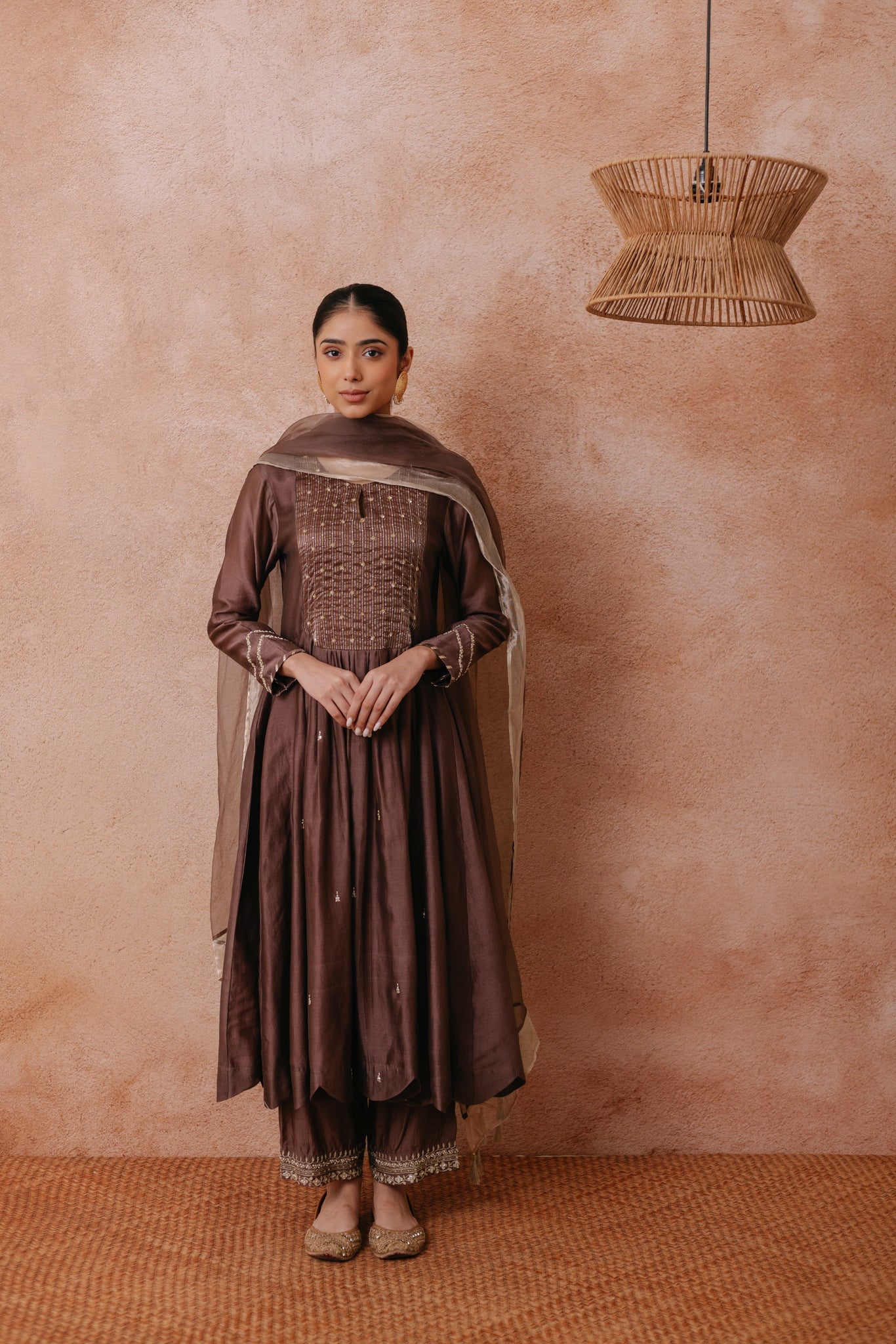 Rumaisa - The Brown Anarkali Set