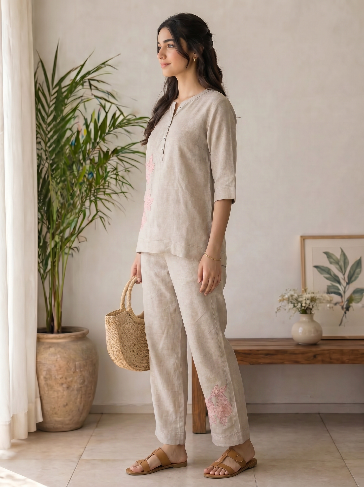 Dia - The Linen Co-ord Set (Pink)