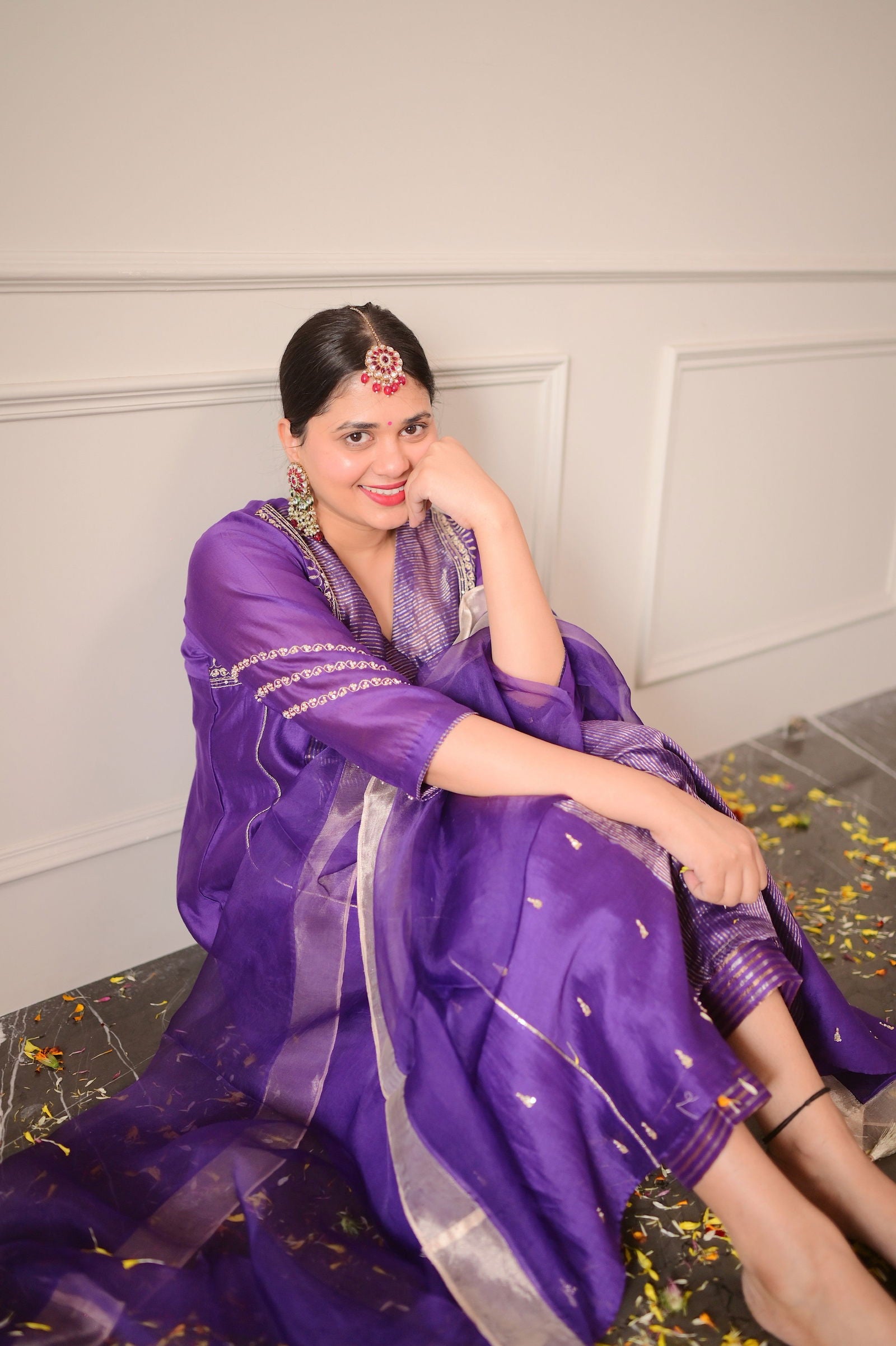 Sristhi Dani in Maryam - The Purple A-Line Suit Set