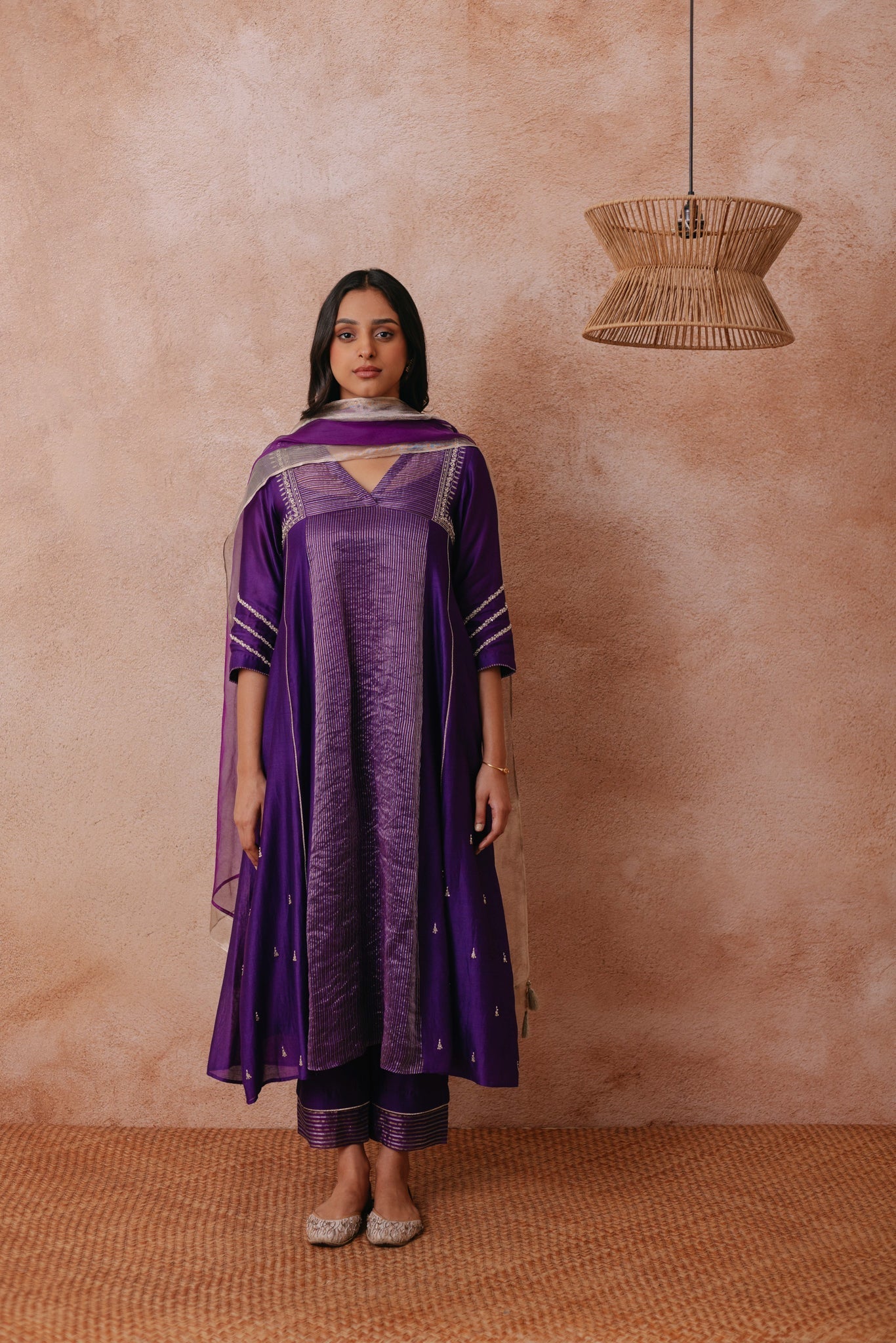 Sristhi Dani in Maryam - The Purple A-Line Suit Set