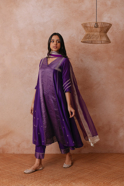 Sristhi Dani in Maryam - The Purple A-Line Suit Set