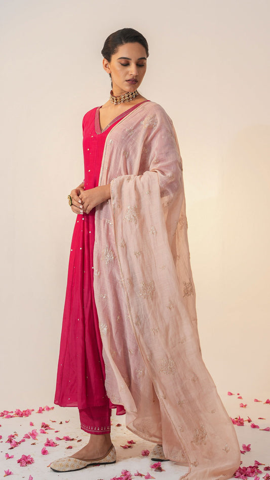 Tashreen - The Raspberry-Red Anarkali Set