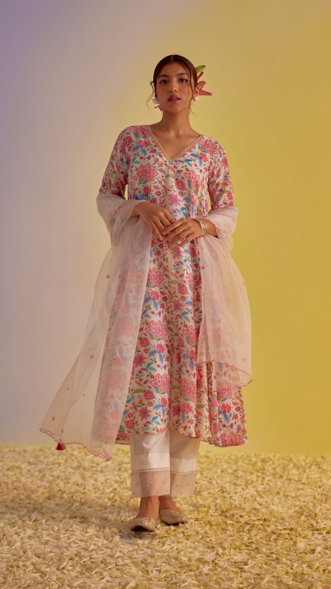 Zahra - The Ivory A-Line Suit Set