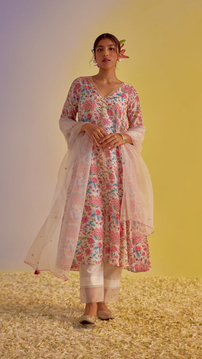 Zahra - The Ivory A-Line Suit Set