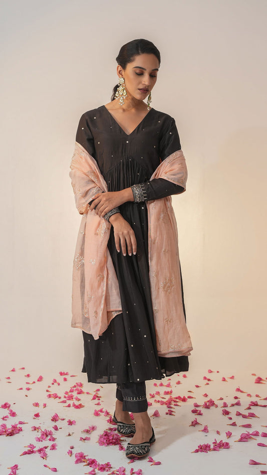 Zaniyah - The Black Anarkali Set