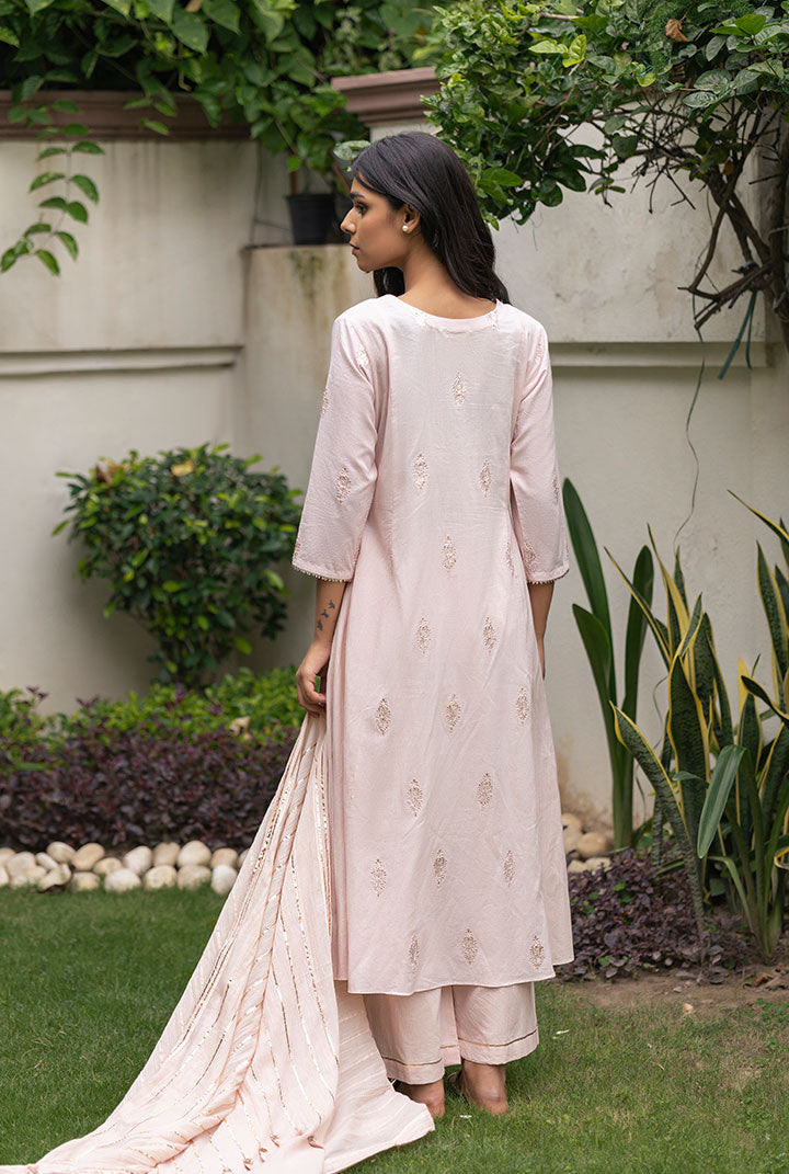 Baby pink fashion gota patti suit