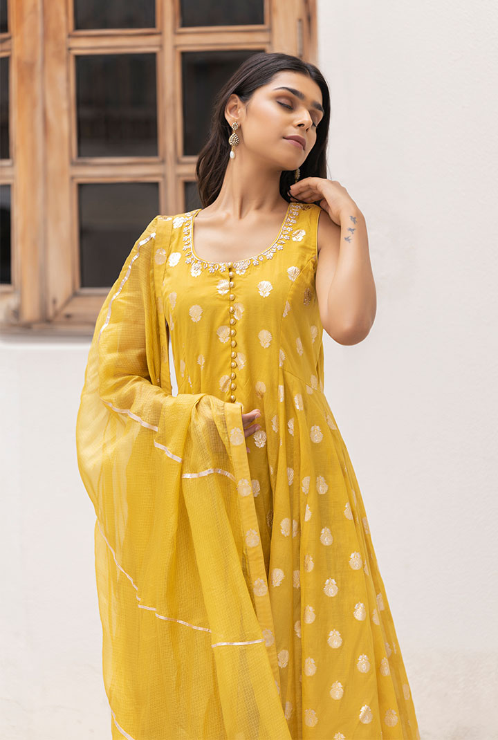 Nargis - Yellow Brocade Suit