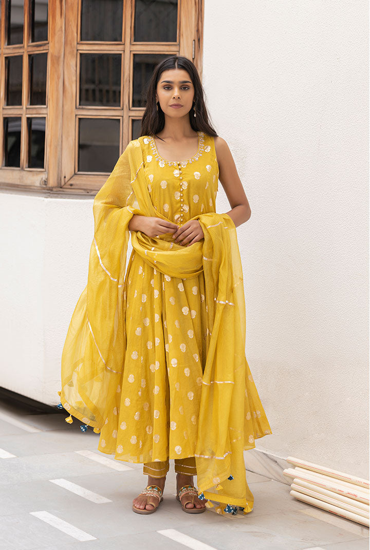 Nargis - Yellow Brocade Suit