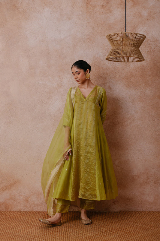 Maryam - The Green A-Line Suit Set