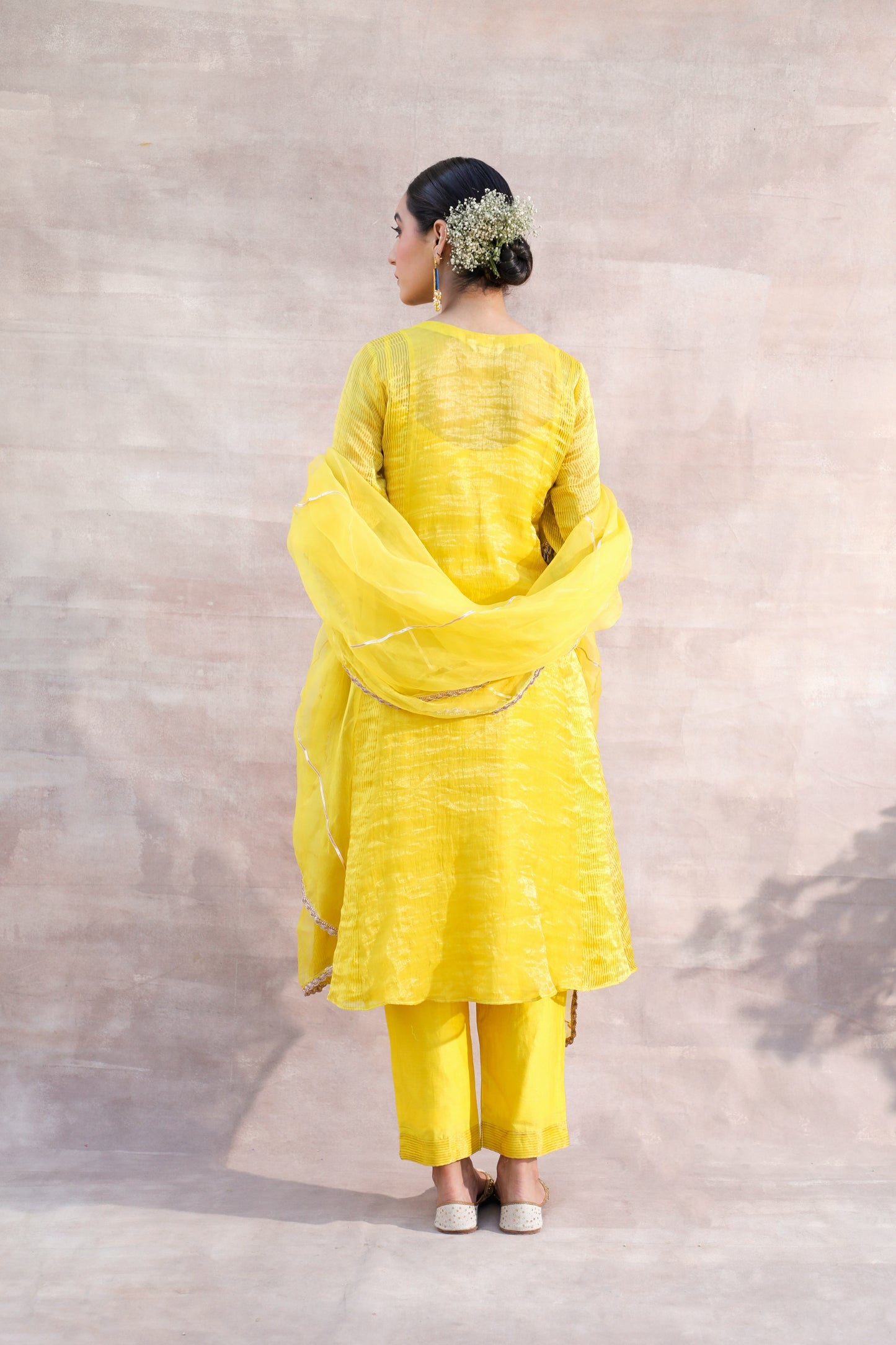 Kiran - Yellow Tissue Chanderi Suit
