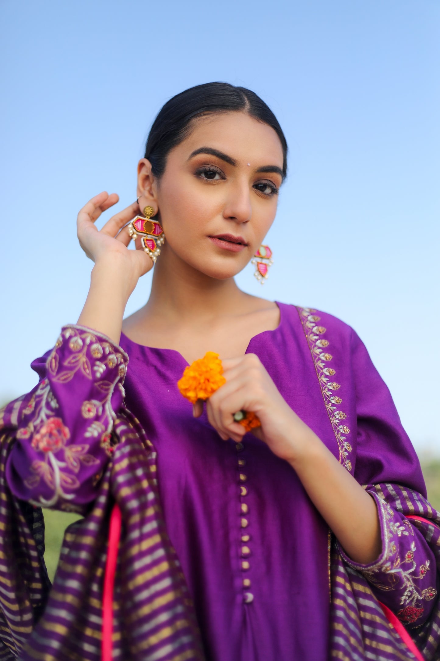 Amirah - Purple Chanderi Silk Suit