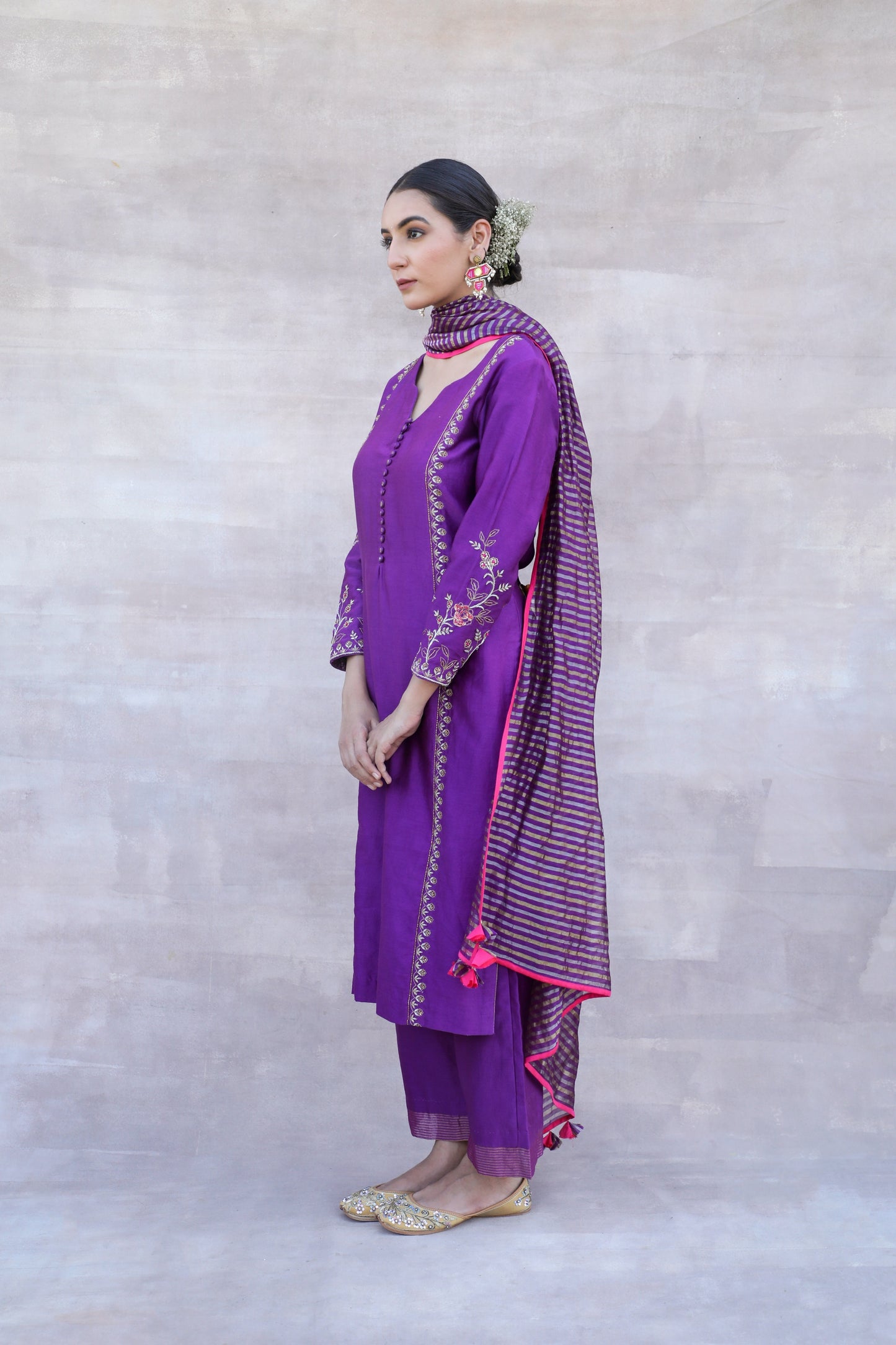 Amirah - Purple Chanderi Silk Suit